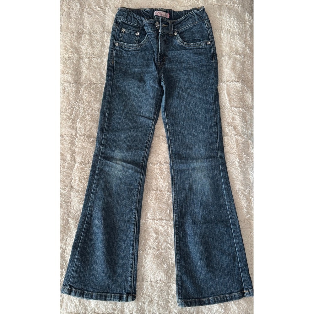 Kids Levis Bootcut Jeans Size 10 Blue Denim Sparkle Rhinestone Pockets Regular
